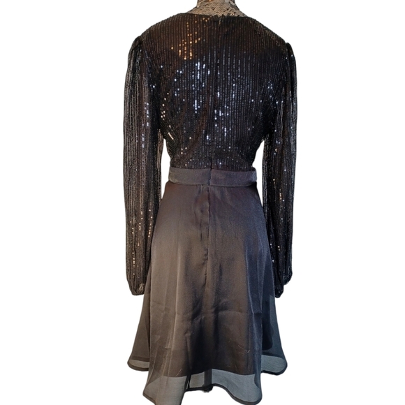 D&m Black Long Sleeved Sequined Dress - Picture 2 of 16